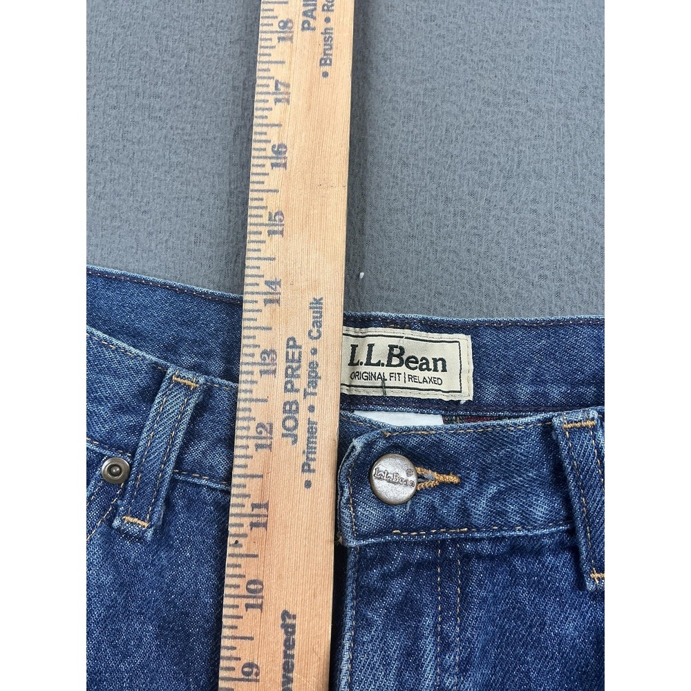 L.L.Bean Jeans Womens 14 REG Blue High Rise Flannel Lined Relaxed Straight Denim - Picture 5 of 11